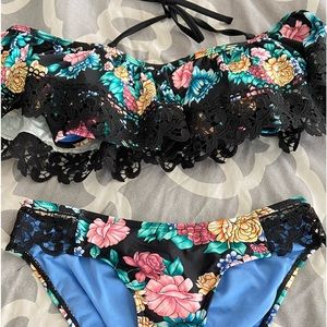 Off the Shoulder Floral Two Piece